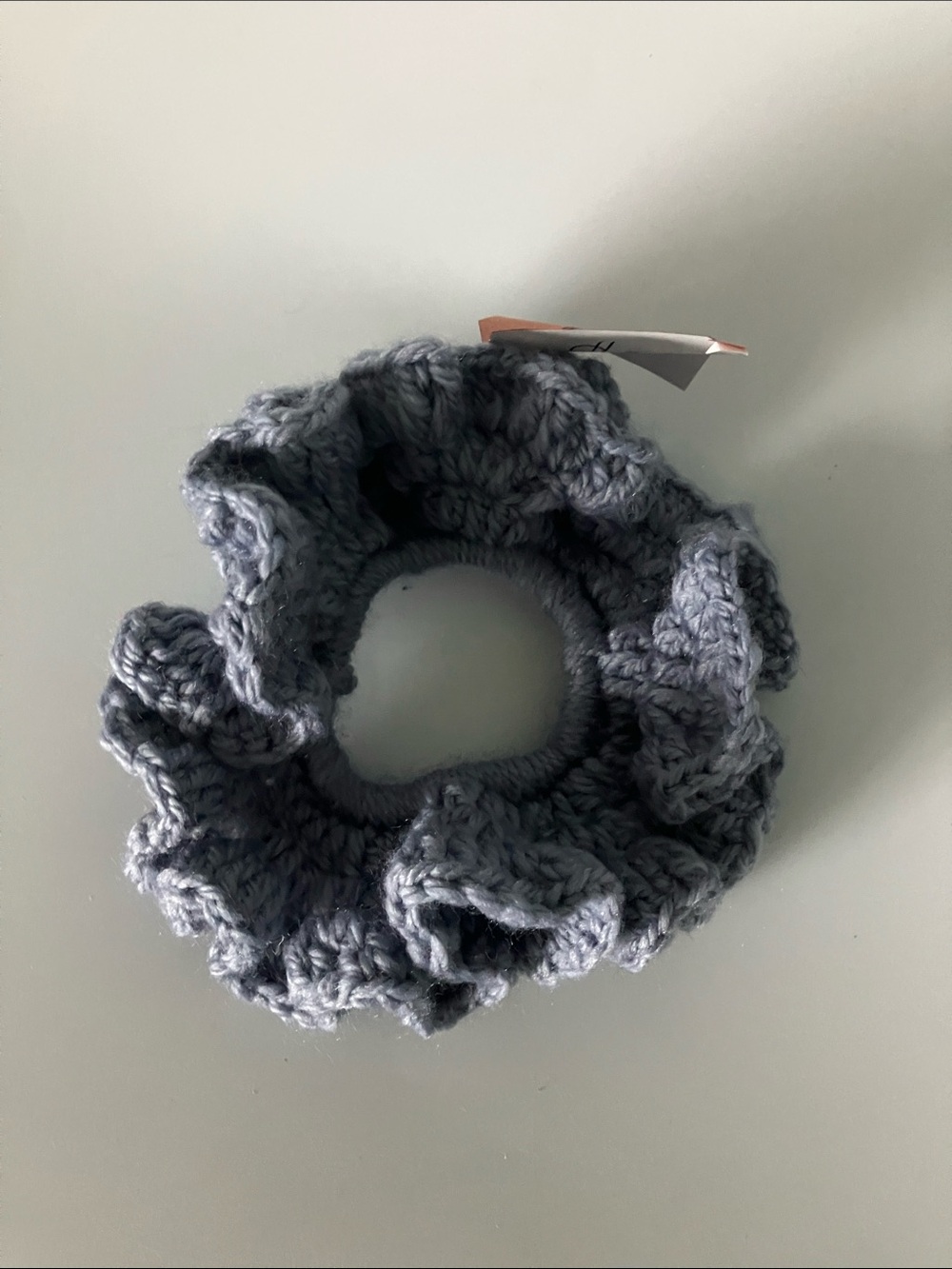 Blue Handmade Crochet Ruffle Hair Scrunchie